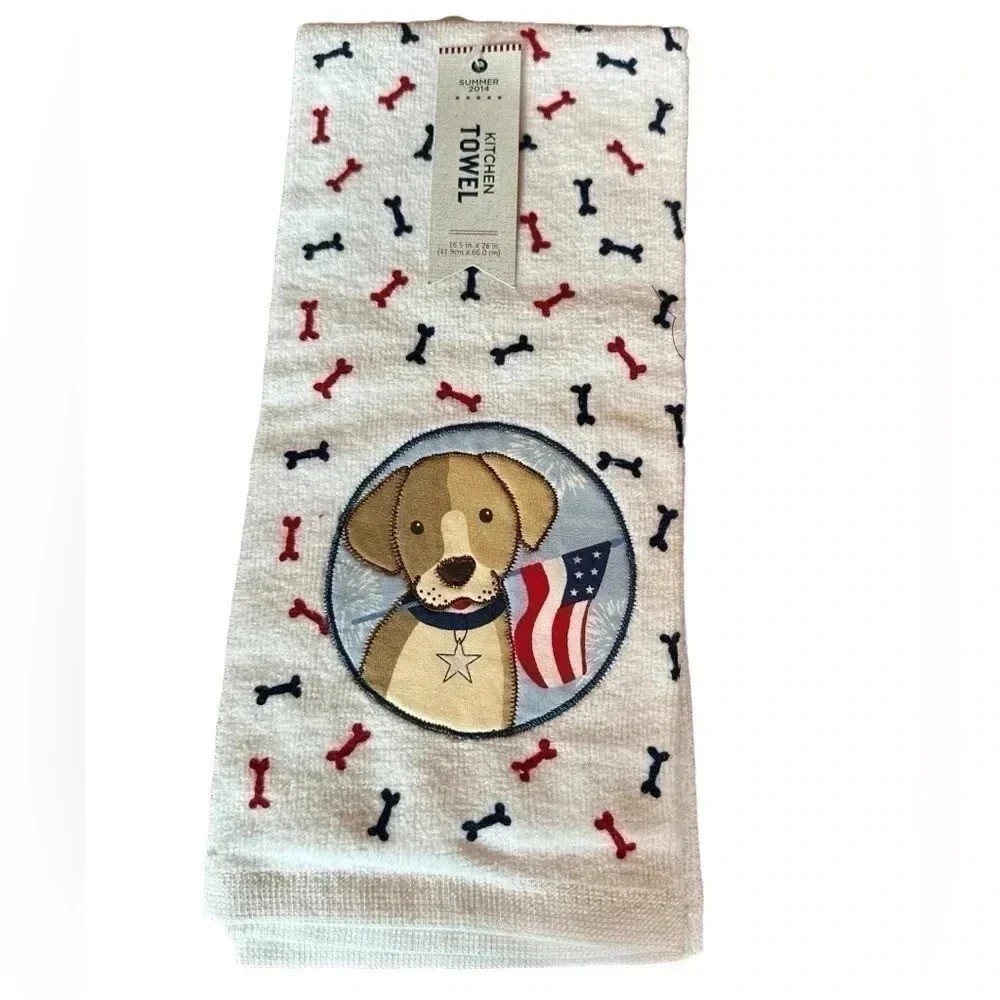 Kitchen Towel Patriotic Dog 16.5in x 26in